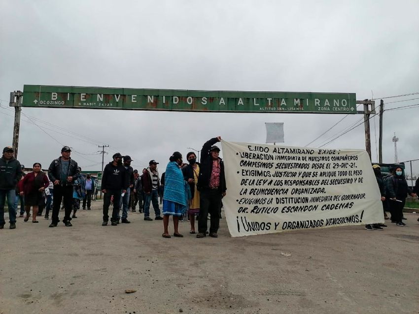 Protesta masiva en Chiapas exige la aparición con vida de ejidatarios secuestrados