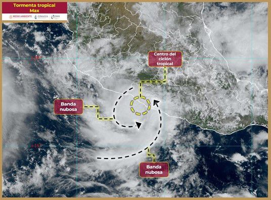 Tormenta tropical Max toca tierra en Guerrero y se espera fuerte impacto en varios estados