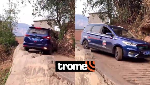 VIDEO: Conductor realiza peligrosa maniobra al borde de un puente