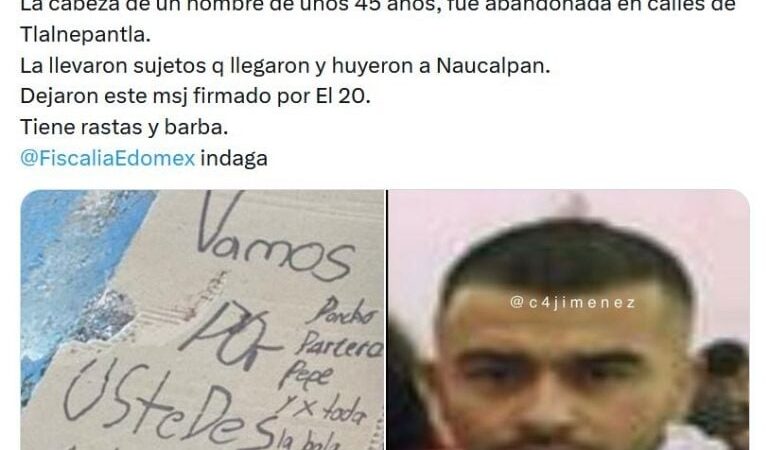 Abandonan hombre sin vida encintado y con narcomensaje en Tlalnepantla