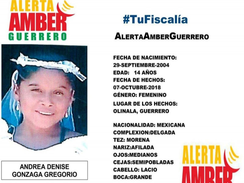 Alerta Amber: Ayuda a Andrea de 14 años a volver a casa