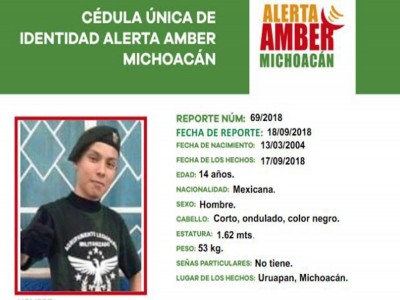 Alerta Amber: Ayuda a Eric de 14 años a volver a casa