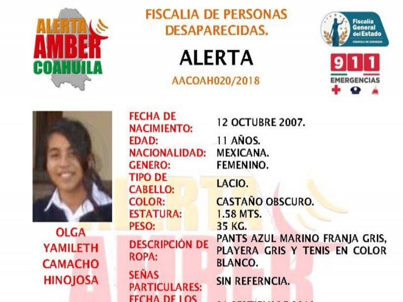 Alerta Amber: Ayuda a Olga de 11 años a volver a casa