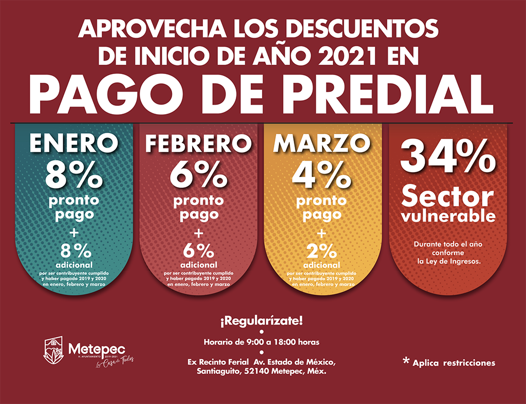 ALISTA METEPEC DESCUENTOS PARA PRIMER TRIMESTRE DE 2021