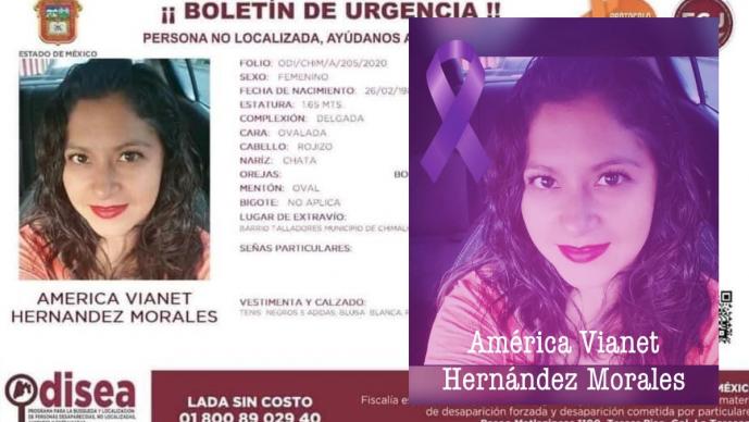 América Vianet fue hallada muerta a dos meses de su desaparición, en Chimalhuacán