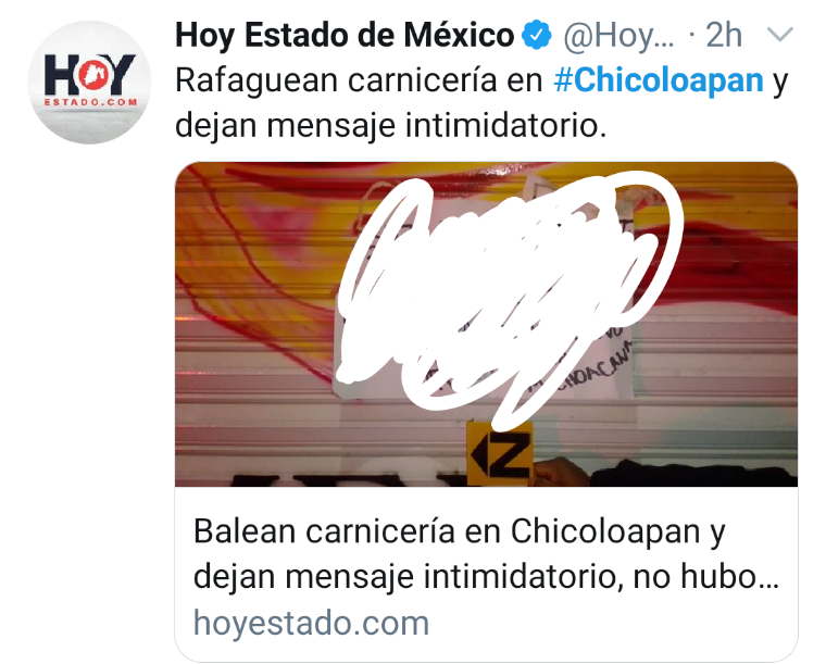 Balean carnicería en Chicoloapan y dejan mensaje intimidatorio, no hubo lesionados