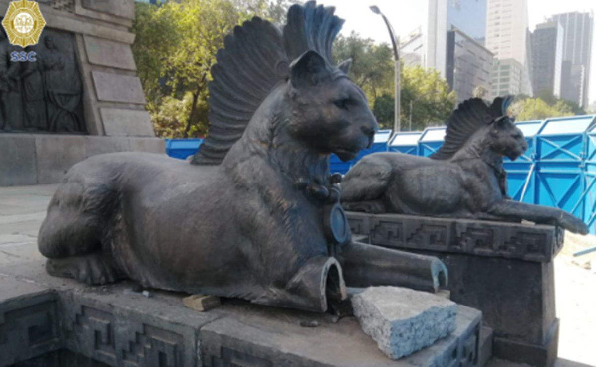 Caen tres sujetos por cortar piezas de monumento a Cuauhtémoc