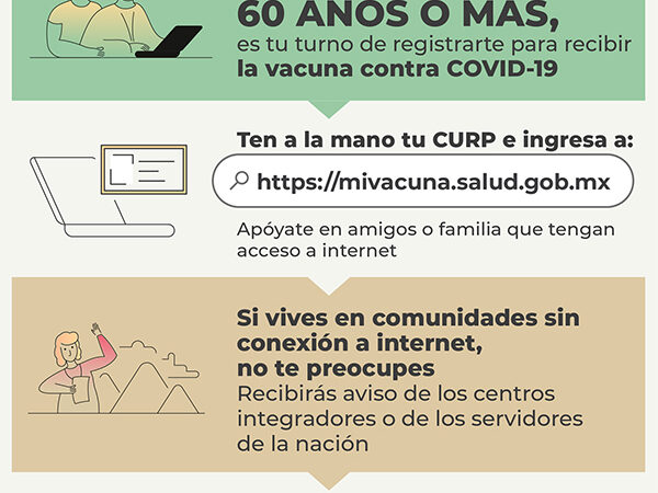 Conoce como registrar a adultos mayores para vacunación contra COVID-19
