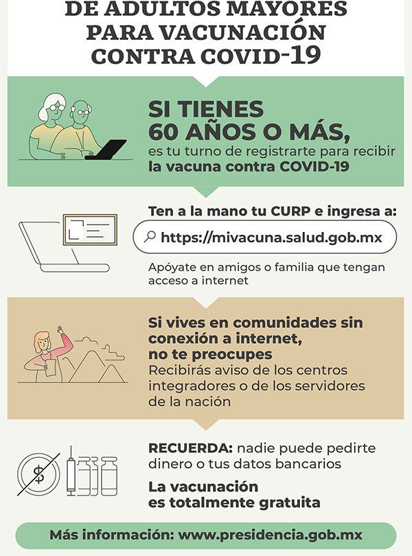 Conoce como registrar a adultos mayores para vacunación contra COVID 19 |