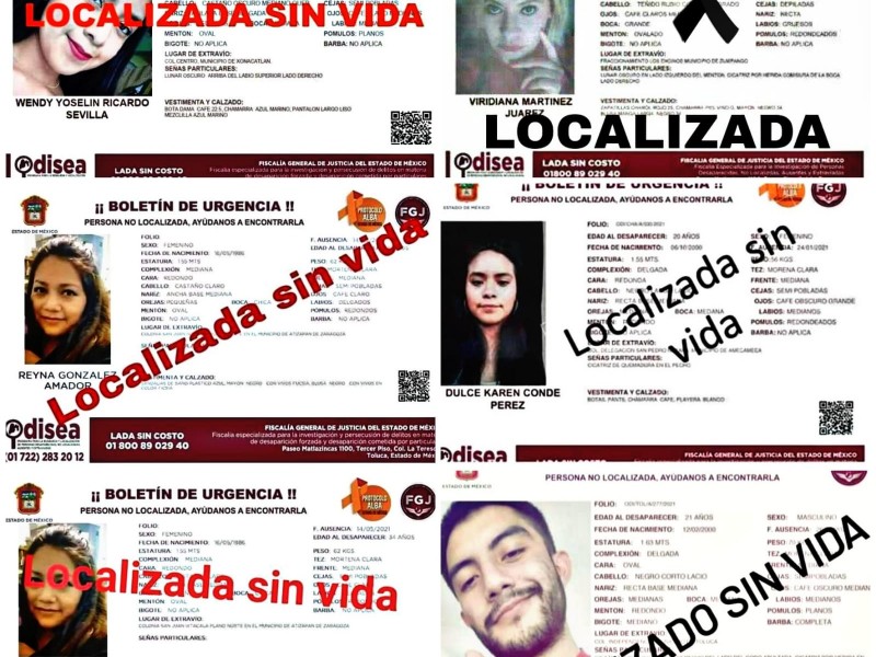 En el año fueron localizados sin vida  200 mexiquenses reportados como desaparecidos