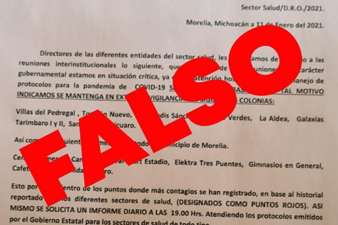 Falso, el documento que señala colonias de Morelia en “extrema vigilancia” por COVID-19