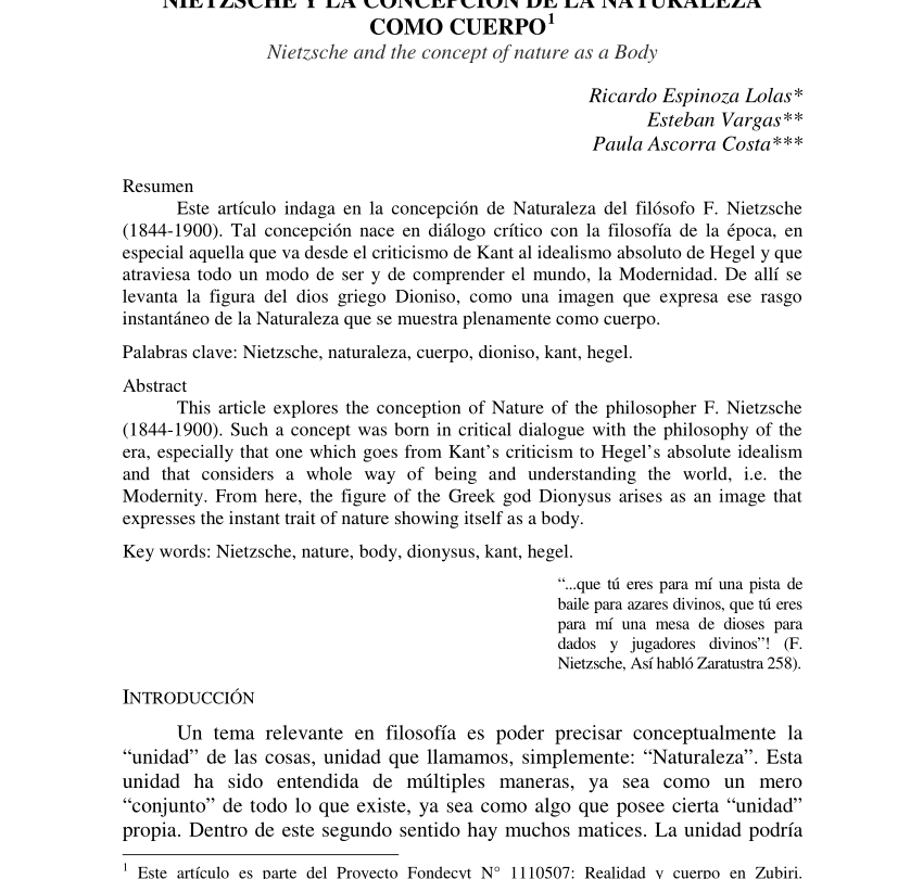 FRIEDRICH NIETZSCHE Y SU CONCEPCIÓN DE LA NATURALEZA |