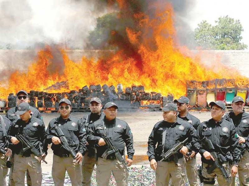 Incineran 46 toneladas de drogas y piratería en Jalisco