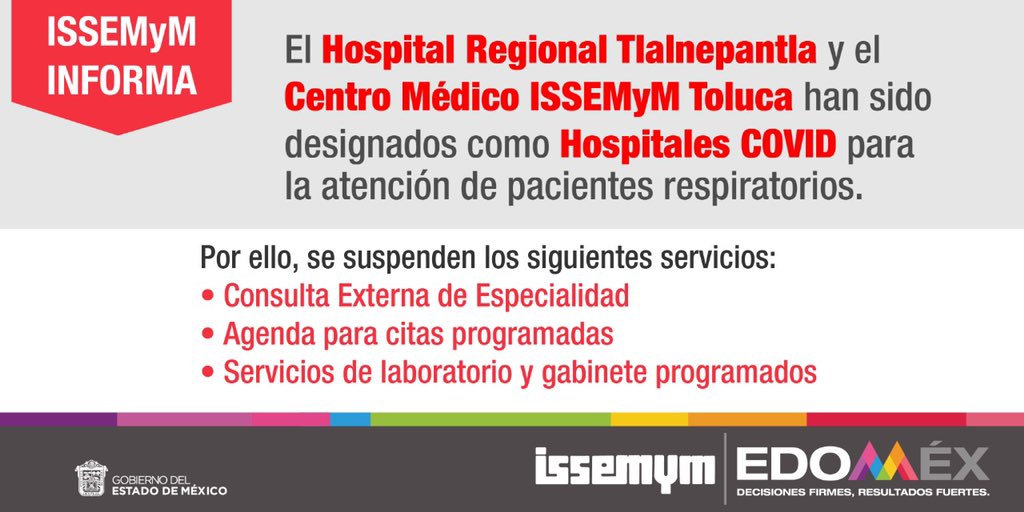 Recibirán pacientes con COVID-19 en Hospital Regional ISSEMYM