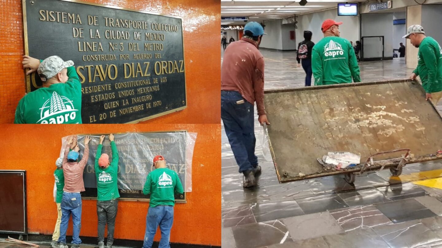 Retiran placas alusivas a Gustavo Díaz Ordaz del Metro |