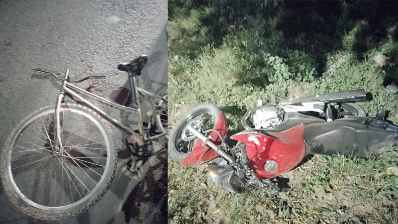 URGENTE. Quedan 2 muertos en el pavimento; chocaron una moto y una bici