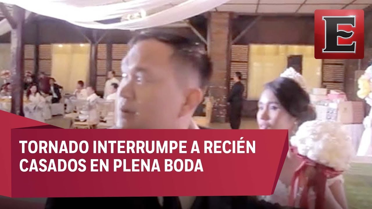 (Vídeo) Boda en Filipinas se volvió una pesadilla con llegada de tornado antes de tifón Mangkhut