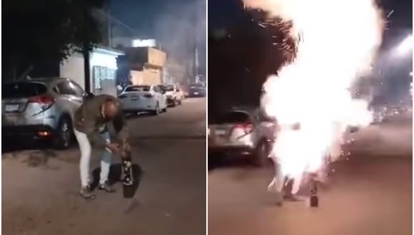 Video: ¡Qué bárbaro! Sujeto recibe bazucazo en la cara por usar pirotecnia sin precaución