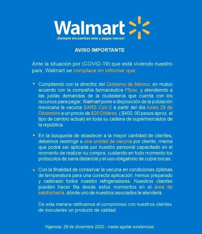 Waltmart Starbucks y Microsoft podrían vender vacunas contra Covid |