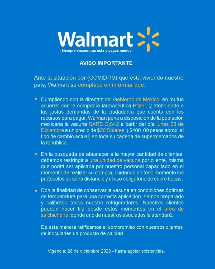 Waltmart, Starbucks y Microsoft podrían vender vacunas contra Covid