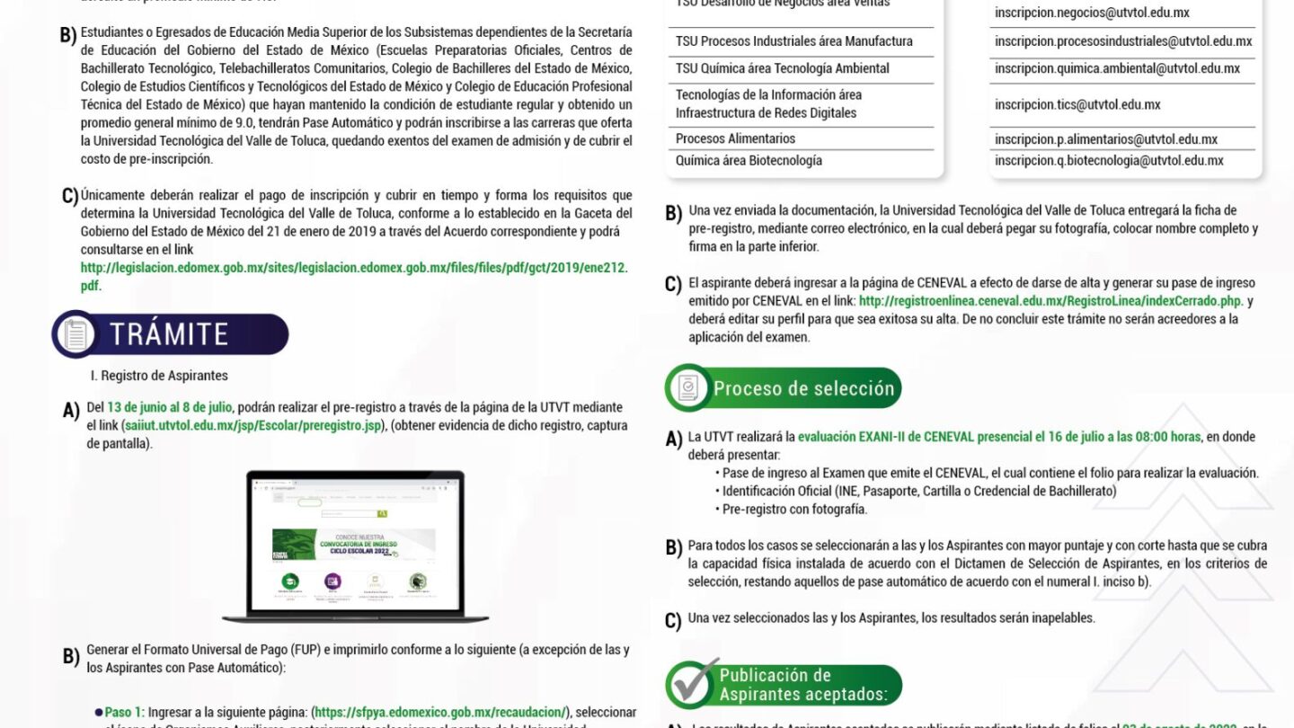 Conoce la convocatoria de ingreso a la UTVT |
