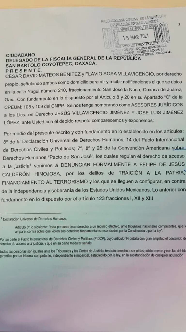 Demanda activista en Oaxaca a Calderón por terrorismo y traición a la patria