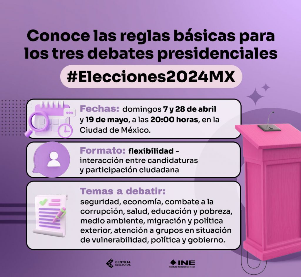 Elecciones 2024: INE anuncia tres debates presidenciales y revela fechas