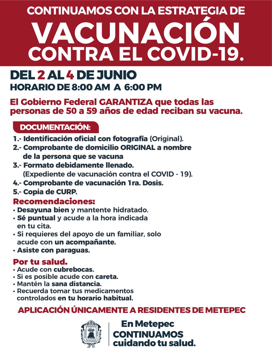 Inicia de forma ordenada la vacunación contra el COVID-19 en Metepec