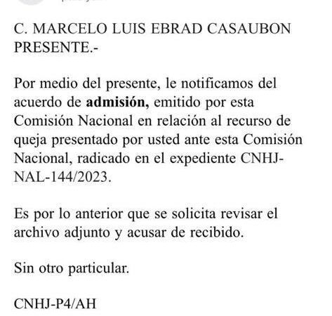 La Comisión Nacional de Honor y Justicia de Morena admite la queja de Marcelo Ebrard por el proceso interno