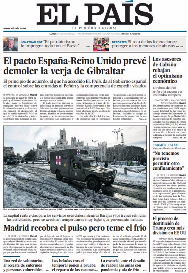 Portada jueves 11 de Enero de 2021