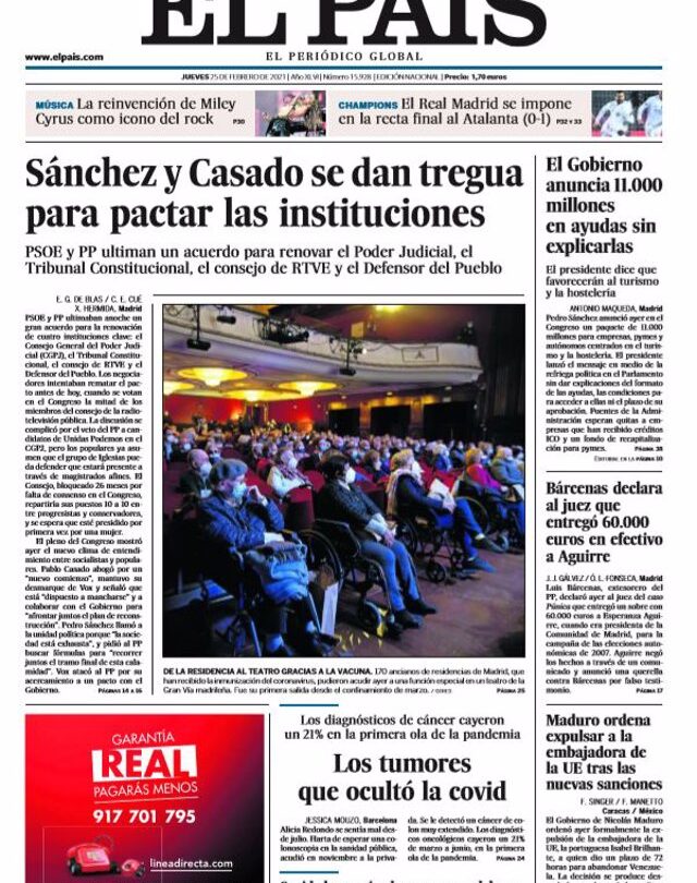 Portada Jueves 25 de Febrero de 2021 |