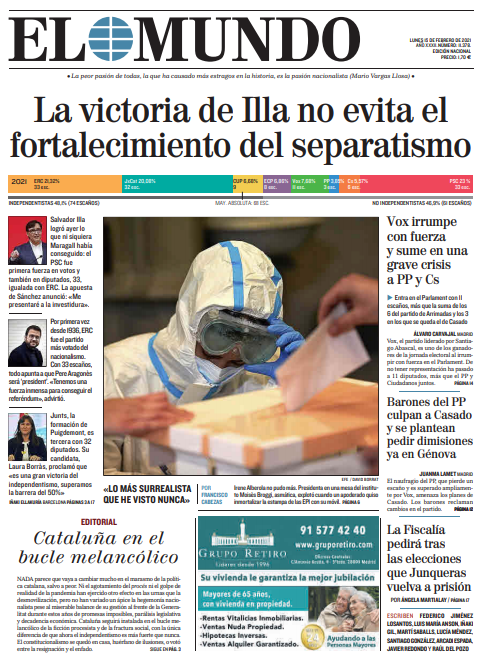 Portada Lunes 15 de Febrero de 2021