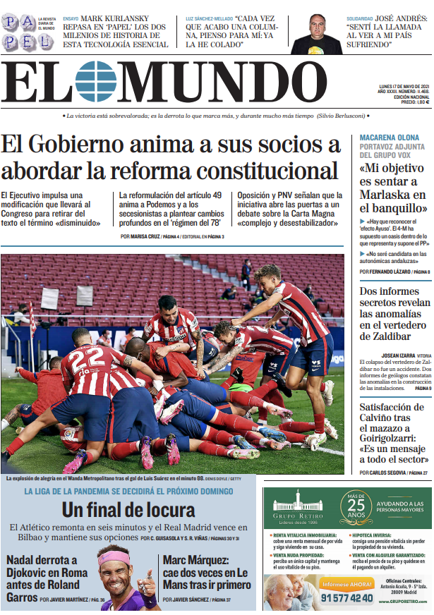 Portada Lunes 17 de Mayo de 2021