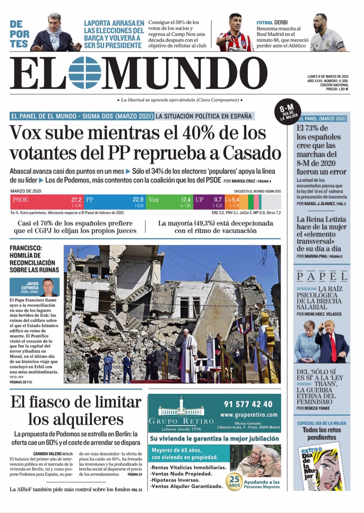 Portada Lunes 8 de Marzo