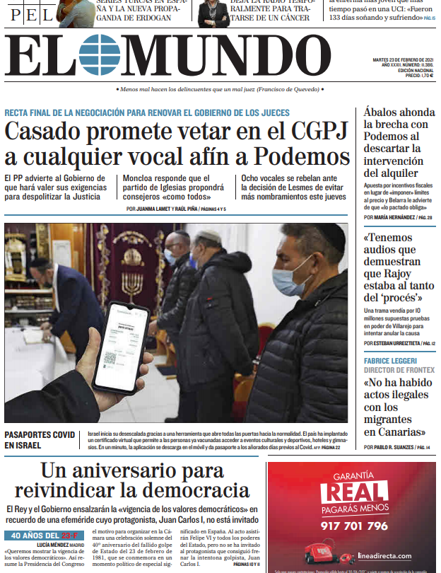 Portada Martes 23 de Febrero de 2021 |