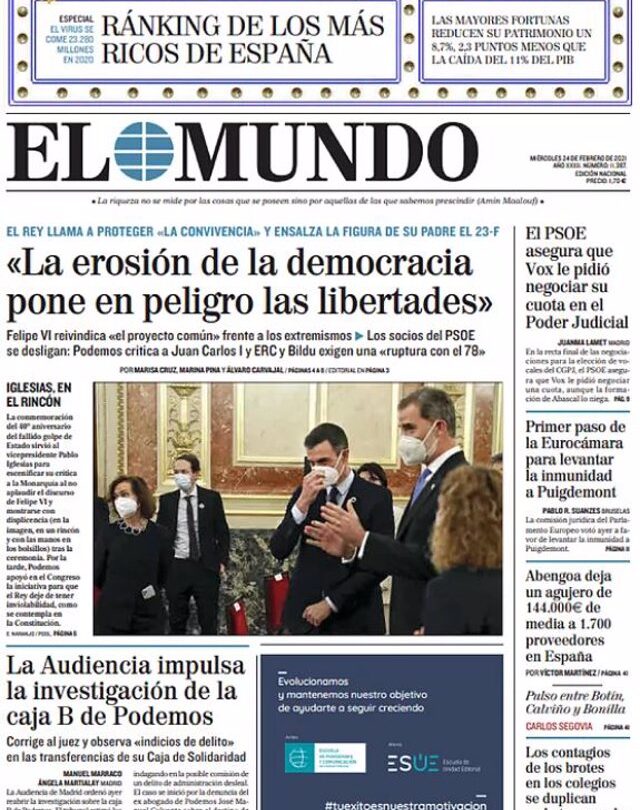 Portada Miércoles 24 de Febrero de 2021 |