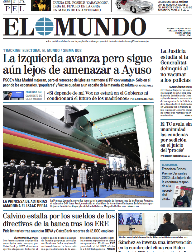 Portada Viernes 23 de Abril de 2021 |