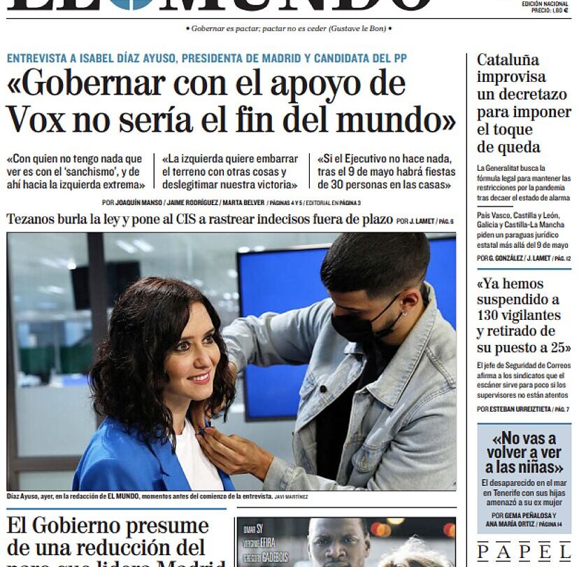 Portada viernes 30 de abril de 2021 |