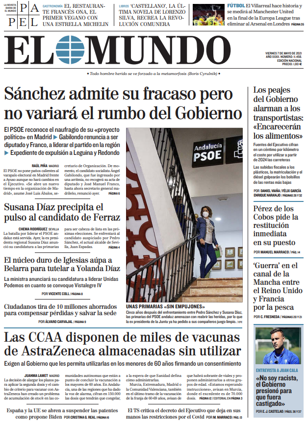 Portada Viernes 7 de Mayo del 2021