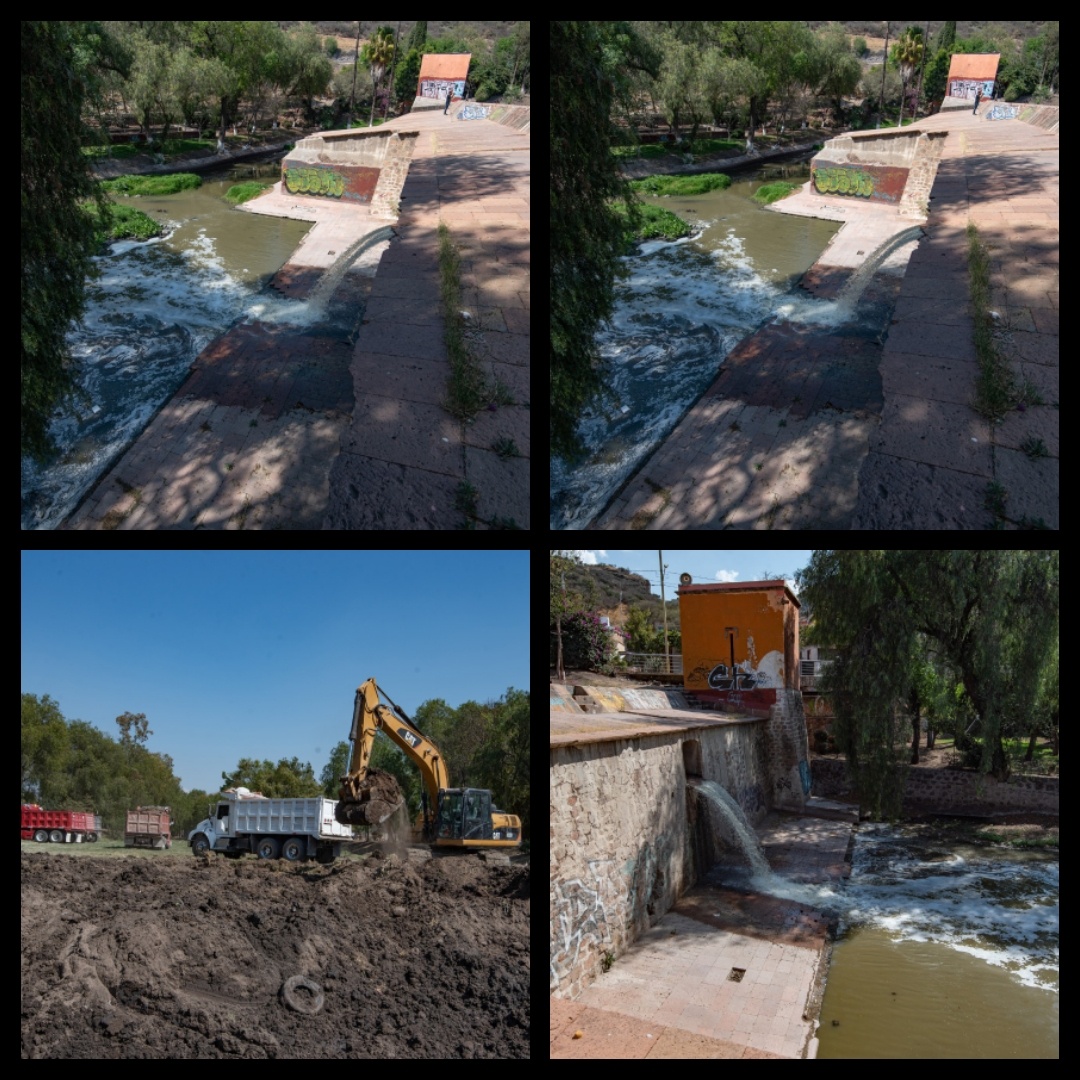 Realiza El Marqués desazolve del río Querétaro en la zona de La Cañada