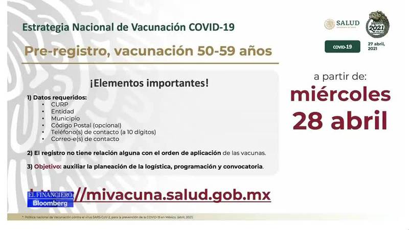 ¿Tienes entre 50 a 59 años? Mañana inicia registro para vacunación COVID-19