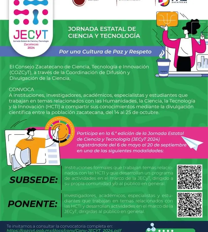 Cozcyt abre convocatoria para la 6ª Jornada Estatal de Ciencia y Tecnología 2024