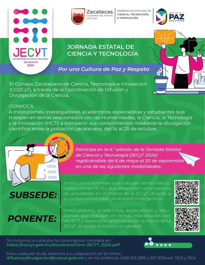 Cozcyt abre convocatoria para la 6ª Jornada Estatal de Ciencia y Tecnología 2024 |