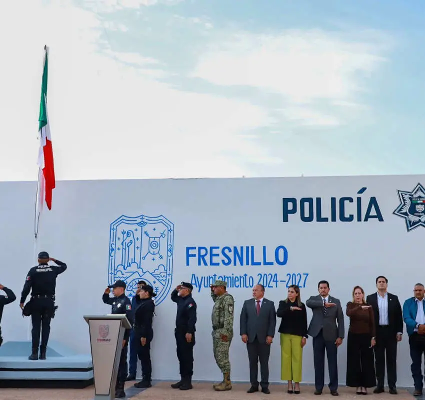 Fresnillo: Llevan a cabo los Honores a la Bandera en la Policía Municipal