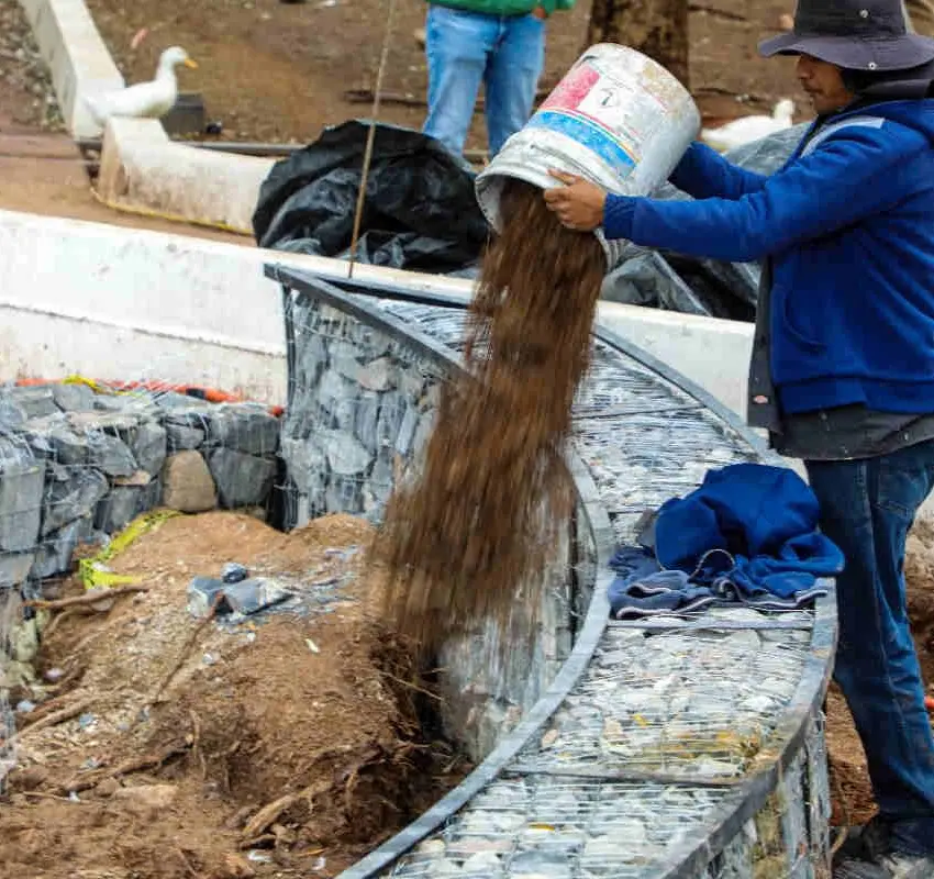 Sara Hernández supervisa trabajos de rehabilitación en el Parque Recreativo La Encantada
