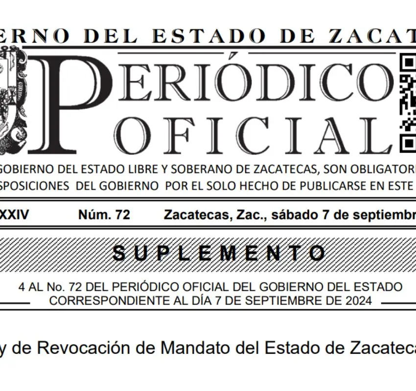 Publican en el Periódico Oficial Ley de Revocación de Mandato