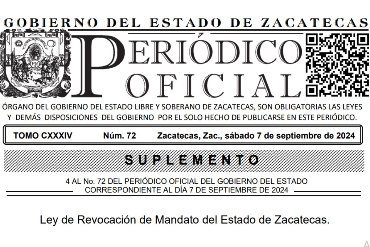 Publican en el Periódico Oficial Ley de Revocación de Mandato