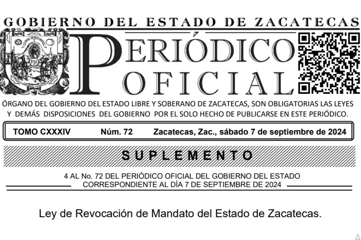 Publican en el Periódico Oficial Ley de Revocación de Mandato |