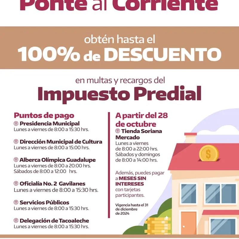Guadalupe: Estos son los descuentos en multas y recargos en el impuesto predial