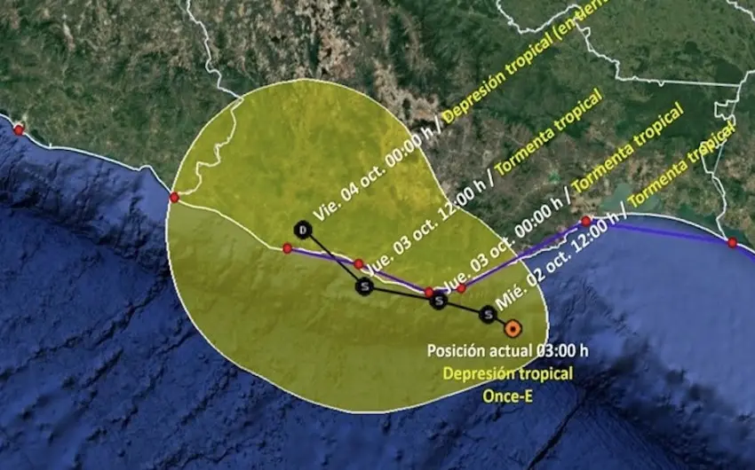 Once-E: La depresión tropical que amenaza costas de Oaxaca